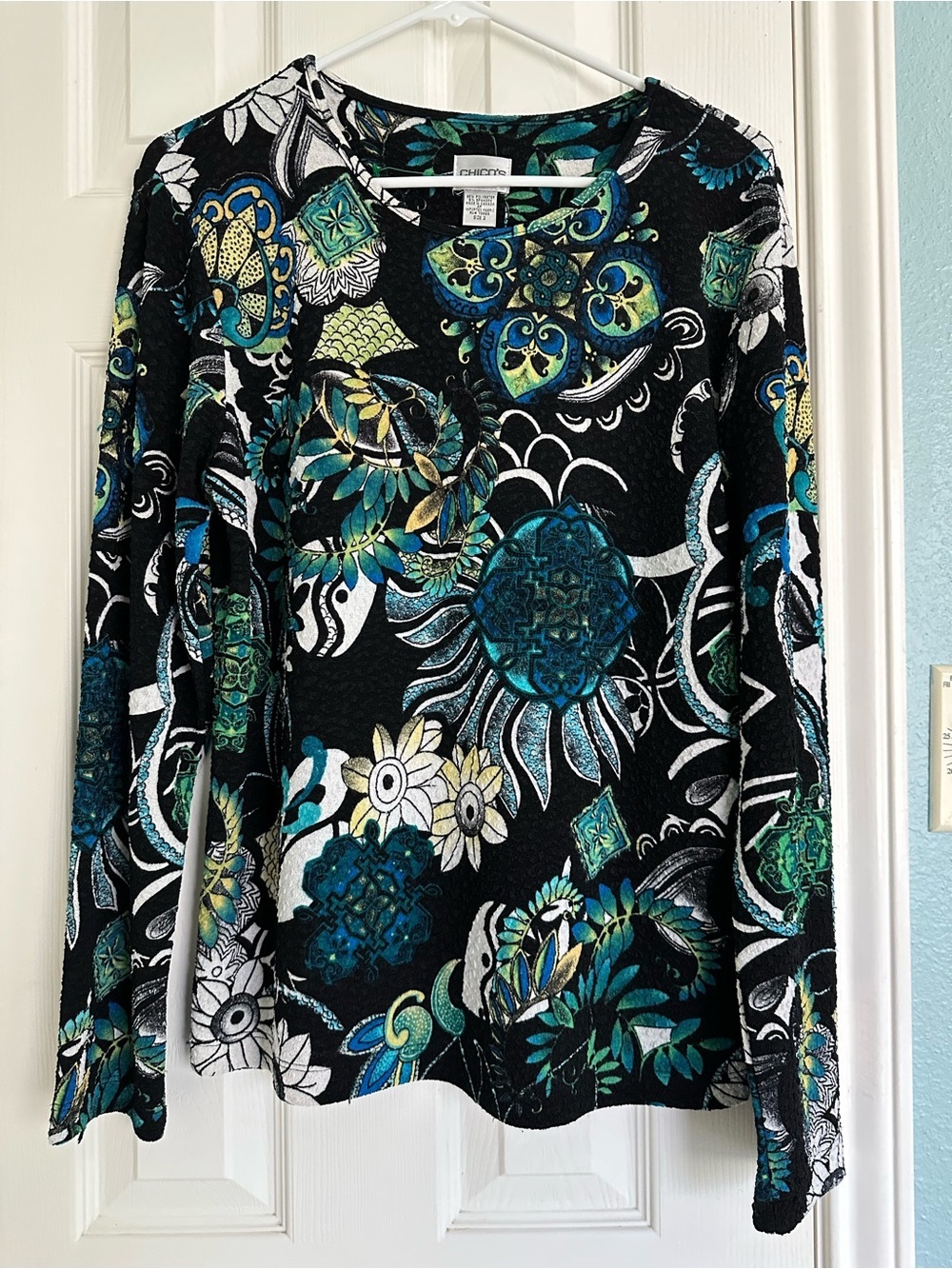 Vintage Chico's floral round neck top multicolored floral textured size Large - Picture 1 of 5